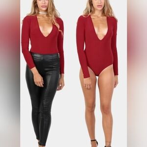 Windsor Red Long Sleeve Fitted Bodysuit